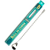 Teardrop Barspoon by Bull In China - 16" / 40cm Silver Weighted Cocktail Stirring Spoon With Spiral Pattern for Bars &amp; Bartenders