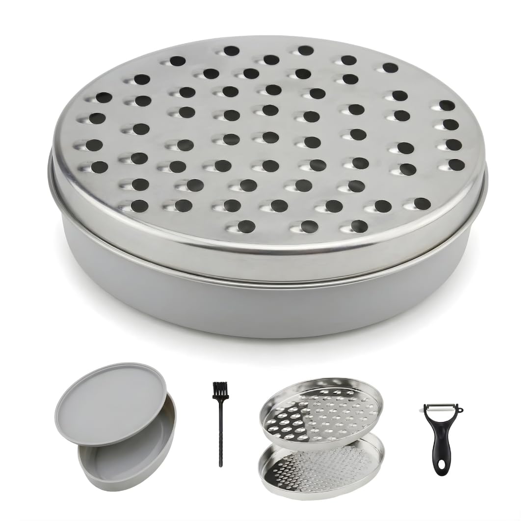 JAGKUL Cheese Grater - Stainless Steel Vegetable Chopper, Chocolate Grater with Container and Lid
