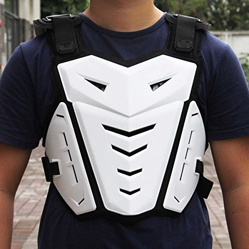 Chest Back Protector with Goggles,POSSBAY Motorcycle Gear Armor Glasses Set S White for Scooter Motocross Dirt Bike Skiing Riding Cycling Skating