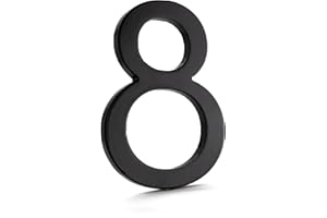 Montague Metal Products MHN-12-F-BK1-8 12" Black Aluminum Floating or Flat Modern 0-9-1 House Numbers
