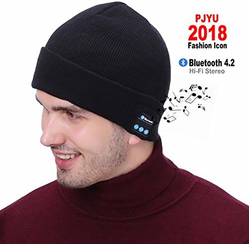 PJYU Bluetooth Beanie Hat Headphones Winter Washable Hat Knit Cap Wireless Speaker Built-in Mic Easter Day Gift