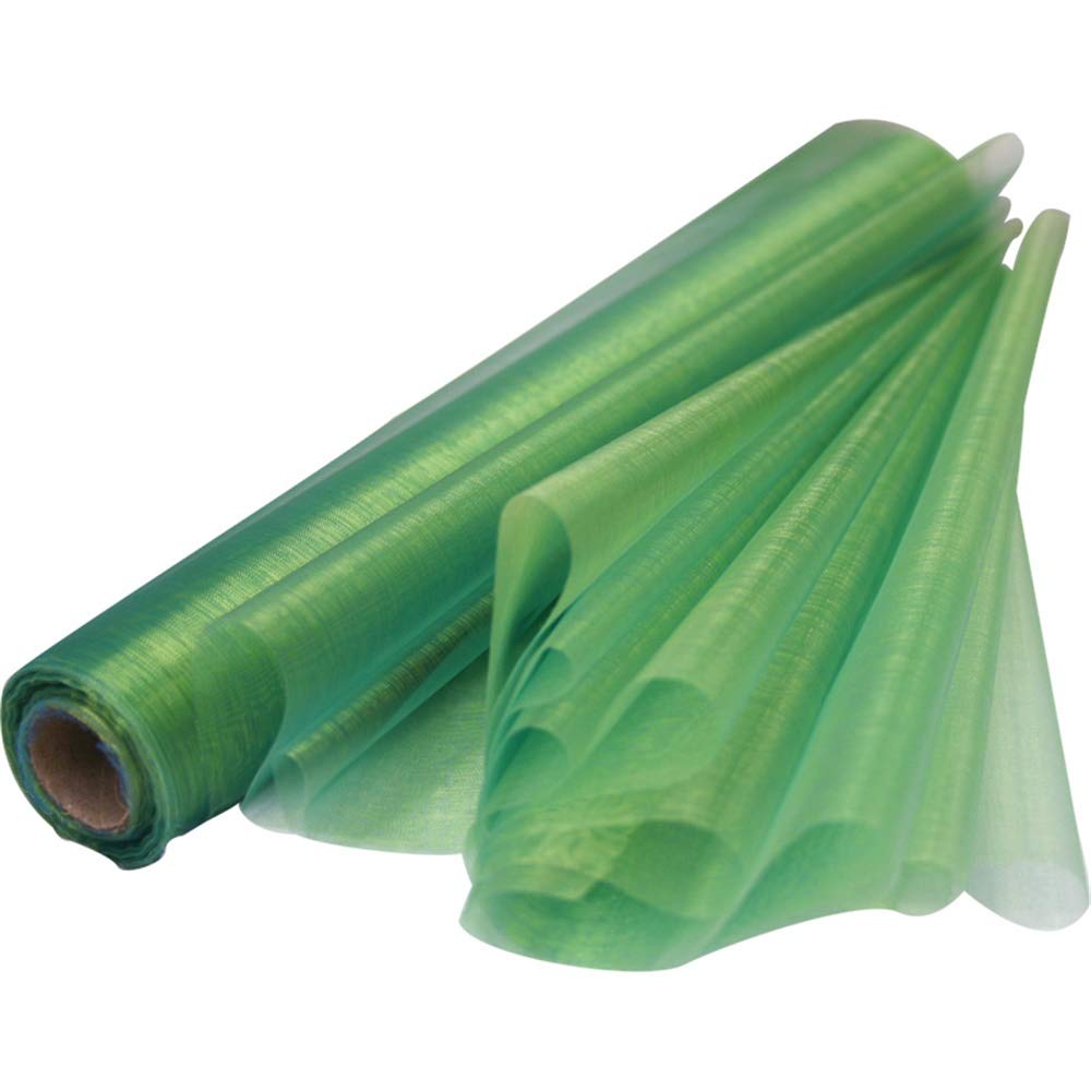Time to Sparkle 2PCS 26M x 29cm Sheer Organza Roll Sash Fabric Table Runner Sashes Chair Cover Bows Swags Wedding Party (Green Shimmer)