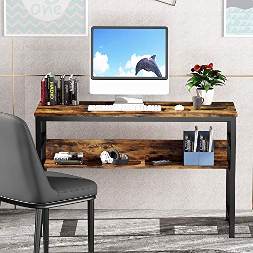 Ruitta 47" Writing Computer Desk, Home Office Desk with Bookshelf
