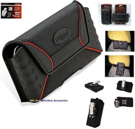 Rugged QX XX-Large Heavy Duty Red/Black Horizontal/Vertical Tough , Durable Cover Case W/Detachable Swivel Quad Lock Metal Steel Belt Clip fits Apple Iphone 5 SE Cellphone