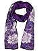 Invisible World Women's 100% Mulberry Silk Scarf Long Hand Painted Floral Purple