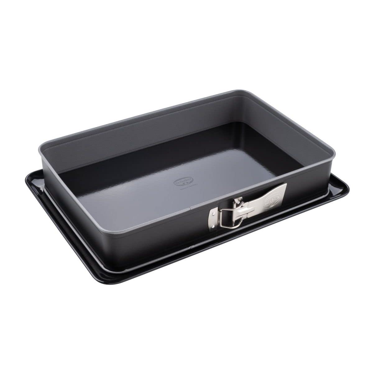 Dr.Oetker "Back-Idee Rectangluar Springform with Server Plate, Enamel, Black, 38 x 25 cm
