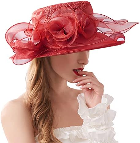 Kentucky Derby Organza Hat, Organza Red hat society Tea party hat, Derby New D… M509 ( Red/black ) Kentucky Derby Hat, Church Hat, Wedding  main image 3