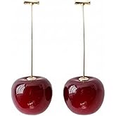 MINIDUO 3D Cherry Dangle Earrings Red Cherry Drop Earrings,Sweet Cute Fruit Jewelry for Women Girls