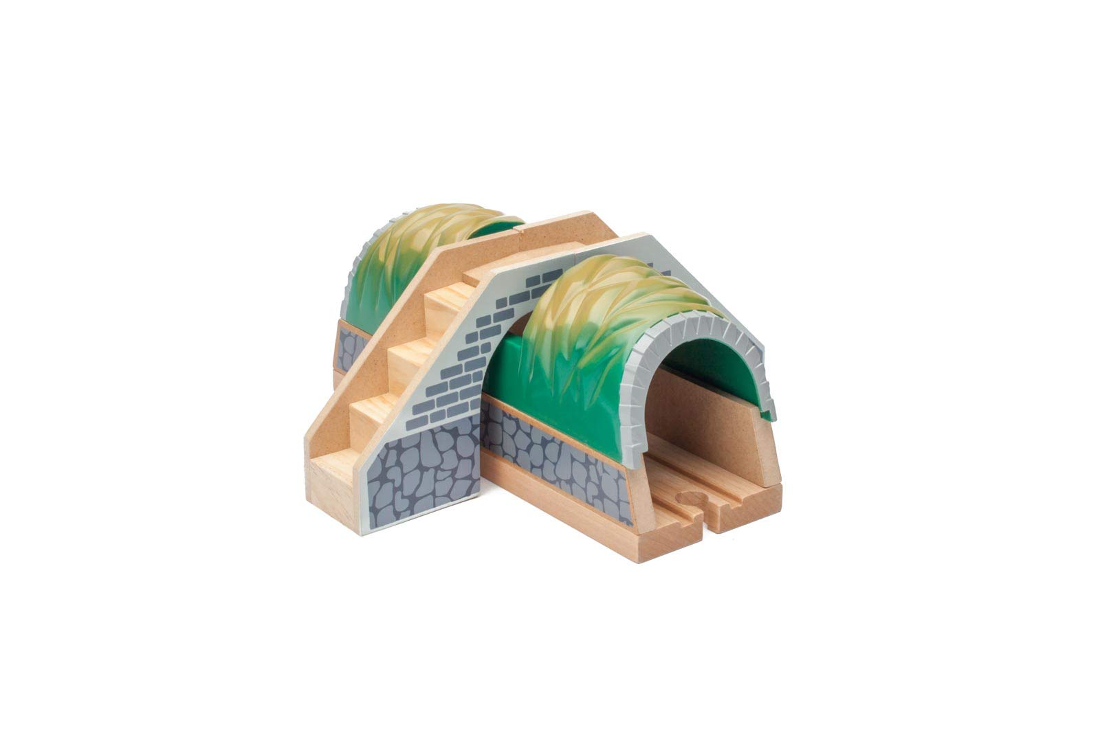 inc. Wooden Train Tunnel with Stairs, Wooden Train Track Accessories, Colorful Play Tunnel for Train Enthusiasts, Compatible with Thomas & Friends, Brio, and All Major Brands
