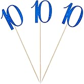 Blue Glitter 10th Birthday Centerpiece Sticks, 12-Pack Number 10 Table Topper Anniversary Party Decorations