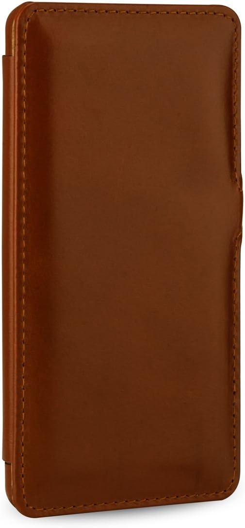 StilGut Book Type with Clip, Genuine Leather Case, Cover for Samsung Galaxy Note 5, Cognac Brown - Image 3