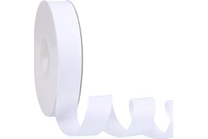 BOMYBAW White 1" X 50 Yards Solid Color Double Faced Grosgrain Ribbon for Gifts Wrapping, Wedding, Party, Crafts, Hair Bows, Flowers, Home DIY Decor