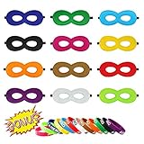 AIMIKE Superhero Mask, Dual Color Party Dress Up Masks with Silicone Bracelets for Kids by (12 Packs)
