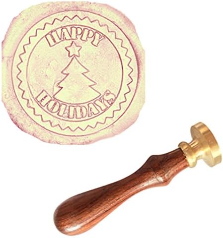 MDLG Vintage Custom Happy Holidays Star Christmas Logo Tree Personalized Picture Letter Logo Retro Invitation Wax Seal Stamp Rosewood Handle Set