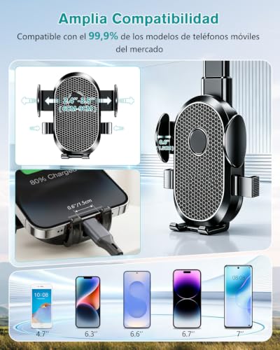 LONGLIV Soporte Celular Auto, Soporte de Teléfono Giratorio y Retráctil de 360°, Multipropó Sito, se Puede Utilizar en los Espejos Retrovisores del Coche, Compatible con iPhone, Xiaomi, Redmi, Huawei