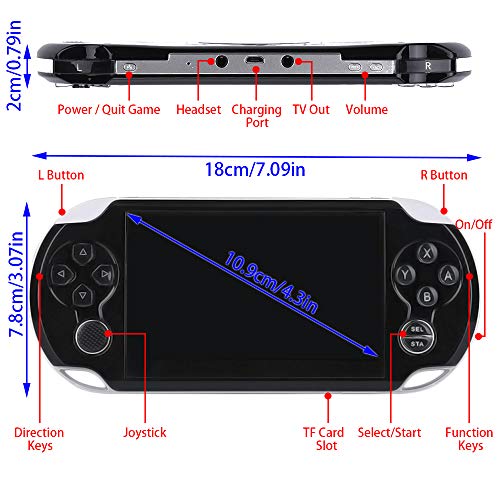DREAMHAX Handheld Game Console with 4.3 Inch Screen Free 10000 Games, Portable Video Games with 8GB + 32GB Storage, Classic Arcade Retro Game Player Gameboy, Birthday Gifts Presents for Kids Children