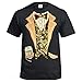 fresh tees Unisex Camo Tuxedo Shirt with Bowtie and Beer Can | Funny T-Shirt for Men/Women Funny Tshirts Tuxedo t Shirt (2X-Large, Black)