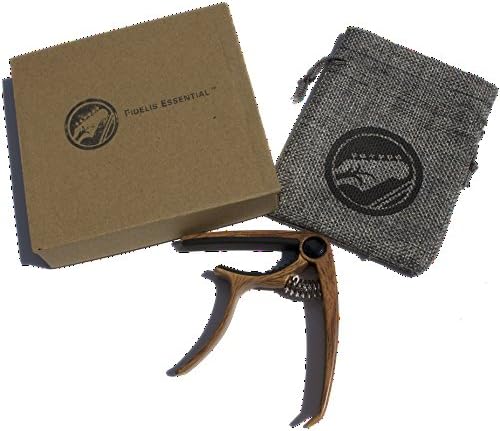 Acoustic Electric Guitar Capo (Metal) Universal 6-String and Classical Accessory | Mandolin, Bass, Ukulele | Dual-Sided Neck Padding | Black, Light Brown, Dark Brown, Silver (Mahogany)
