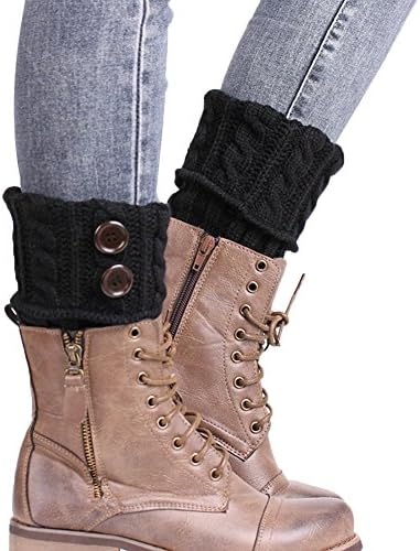 TagoWell Women Winter Short Boot Cuff Leg Warmer Knit Crochet Sock Button Topper