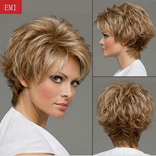 EHair MY5 Short Fluffy Human Hair Wigs For White Women multi-layered Curly Wigs Monofilament Top Blonde Wig (30)