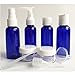 Huluwa Travel Bottles Set for Makeup Cosmetic Toiletries Liquid Containers Leak Proof Portable Spray Bottle with Travel Pouch, BPA-free, Set of 4, Blue