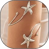 Gold Upper Arm Cuff Bracelet for Women Starfish Butterfly Dainty Layered Adjustable Open Statement Bangle Bracelets Bohemian Summer Jewelry