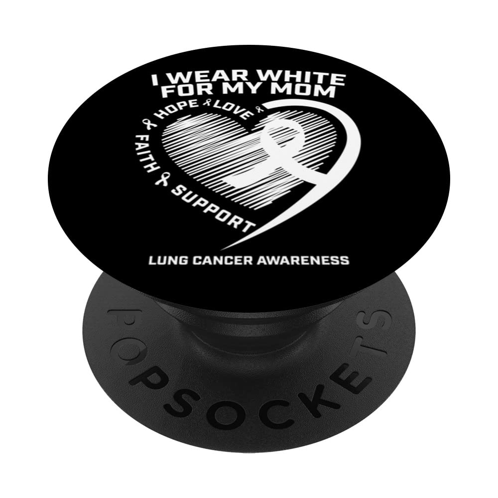 Lung Cancer Awareness Gifts Mom Men Women Lung Cancer Ribbon PopSockets Swappable PopGrip