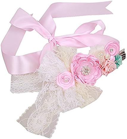Maternity Pregnancy Sash,Gender Reveal Sash for Baby Shower, Mom to be Maternity Sash Belt,Flower Baby Girl Sash(Pink)