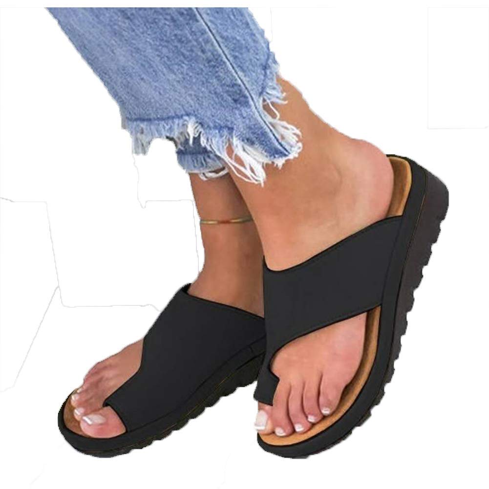 Women Water Shoes Comfy Platform Sandal Shoes Summer Beach Travel Shoes Women Sandals Outdoor Girl Sport Light Weight Shoes Comfortable Ladies Shoes (43 EU,Black)