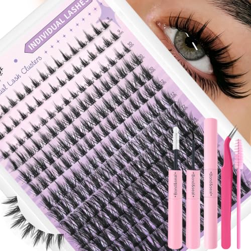Manga Lash Clusters Kit Natural Cluster Eyelash Extensions Kit, Wispy Eyelash Clusters Anime Individual Lash Extensions Kit D Curl 9-16mm with Lash Bond & Seal Tweezers Brush for Beginners at Amazon