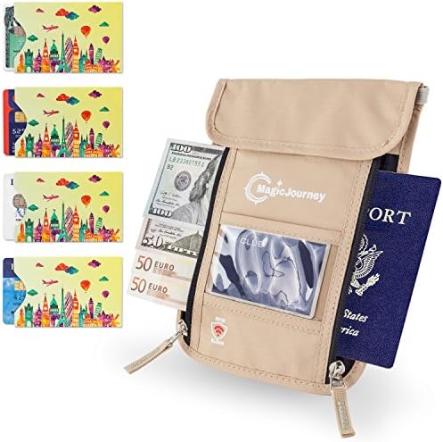 Neck Wallet with 4x RFID Blocking Card Sleeves – Neck Pouch and Neck Passport Holder – Feel Safe and Comfortable