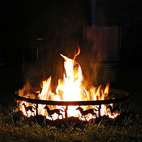 Sunnydaze Running Horse Fire Pit - 36 Inch Wood Burning Campfire Ring - Large Round Outdoor Fireplace - Heavy-Duty 0.91mm Thick Metal Firepit - High Temperature Paint - Thumbnail 3