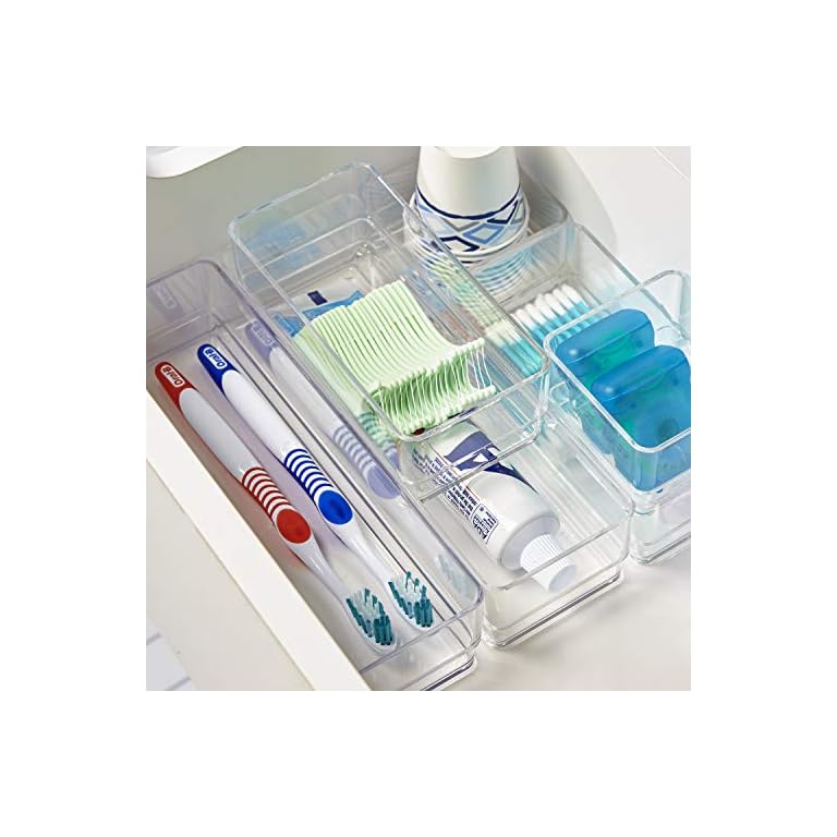 STORi Clear Plastic Vanity and Desk Drawer Organizers 6 Piece Set