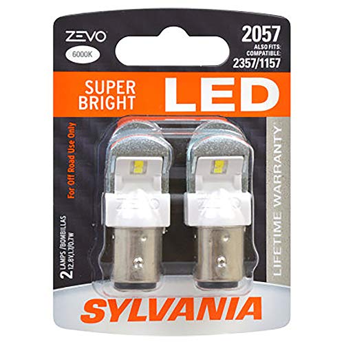 SYLVANIA - 2057 ZEVO LED White Bulb - Bright LED Bulb, Ideal for Daytime Running Lights (DRL) and Buck-Up/Reverse Lights (Contains 2 Bulbs)