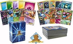 Image of 100 Pokemon Card Lot With 1 Mega Ex and 2 Ex Ultra Rares! Foils Rares Energy! Includes Golden Groundhog Box!