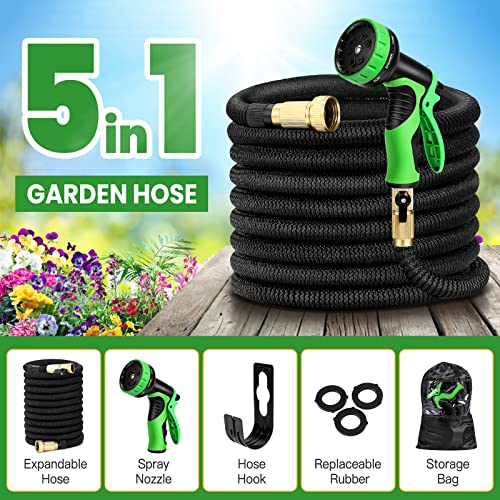 Flexibler Gartenschlauch 15M 50FT Wasserschlauch mit Doppelter Latexkern 9 Muster Sprühdüse Starke Schlauch für Garten, Rasen, Pet Dusche