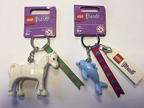 Lego Friends Horse & Lego Friends Dolphin Keyrings Twin Pack - Brand New Official LEGO Key Chains