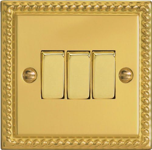 Varilight - 3G 1 or 2W 10A Switch Georgian Brass - XG3D