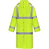 TCCFCCT Rain Suit with Hood, Heavy Duty, Waterproof - Hi Vis Safety Jacket - Men's/Women's Hiking & Camping Gear, Yellow, XL