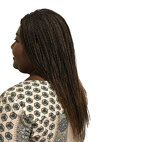 Authentic African Braided Wigs Lightweightâ€“ Handmade Micro Box Braid, Lace Closure, Change Hair Styles & Enjoy A Natural Look with Nylon Skin Tone Wig Cap (BONUS) Color 2/30 (18 inches)