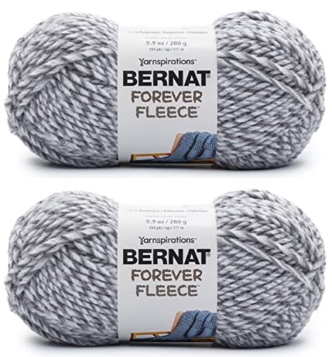 Bernat Forever Fleece Smoke Yarn - 2 Pack of 280g/9.9oz - Polyester - 6 Super Bulky - 194 Yards - Knitting, Crocheting & Crafts