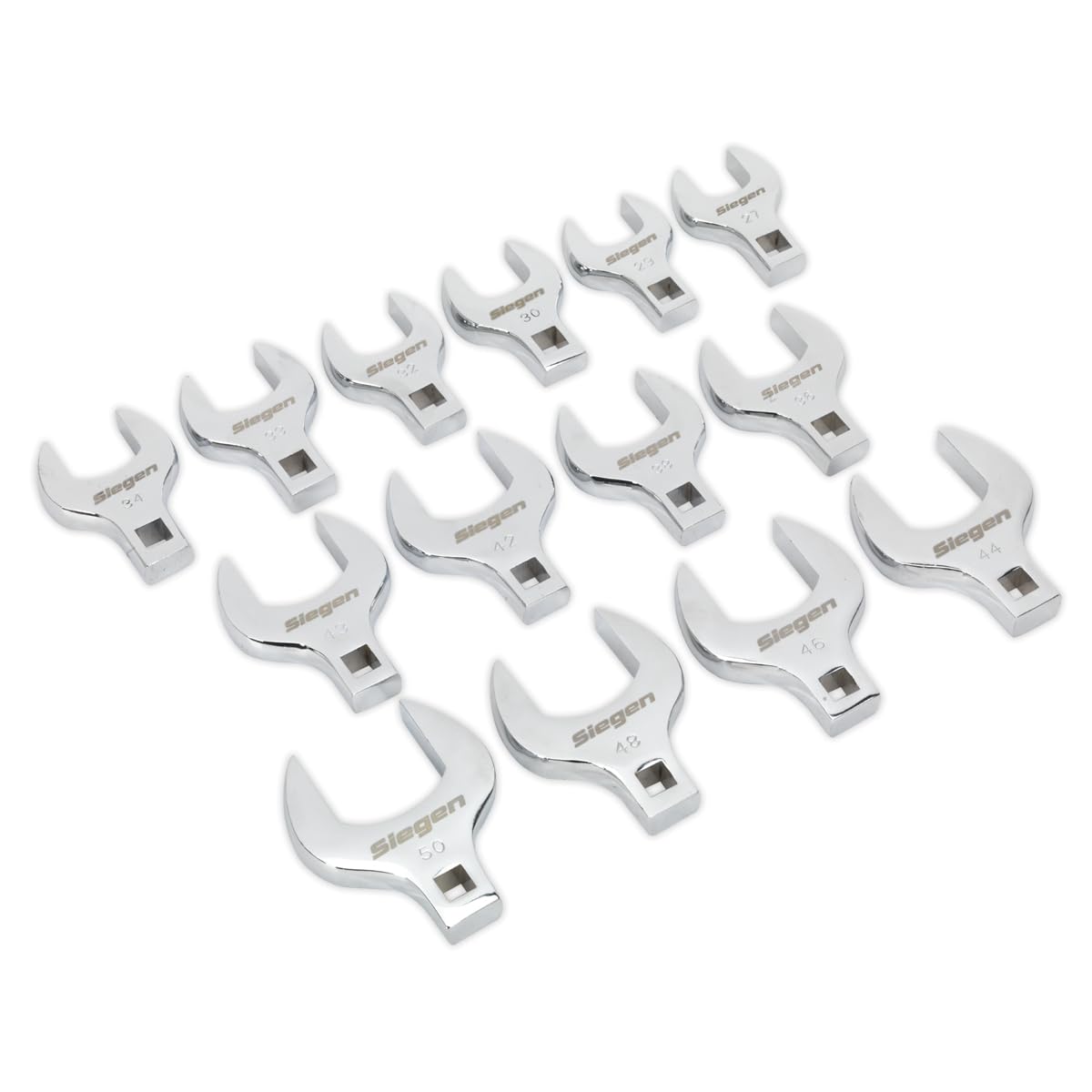 Sealey S01109 Metric Crows Foot Open End Spanner Set, 1/2" Square Drive, 14 Pieces