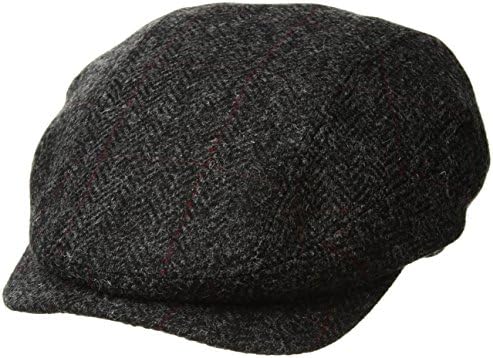 Mucros Irish Cap Wool Tweed Charcoal Herringbone Made in Ireland