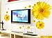 Set of 9 Yellow Chrysanthemums Daisy Flowers Wall Sticker Decal Home Decor for Living Bed Room Study TV Wall