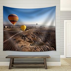 Inspiring Beautiful Landscape with Hot Air Balloons - Fabric Wall Tapestry Home Decor - 51x60 inches