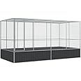 vidaXL Aviary with Extension - Galvanized Steel Bird Cage 164.6"x81.5"x83.5", Large Parrot/Budgie Cage in Silver with Lockable Door, Suitable for Rabbits, Ducks, Chickens