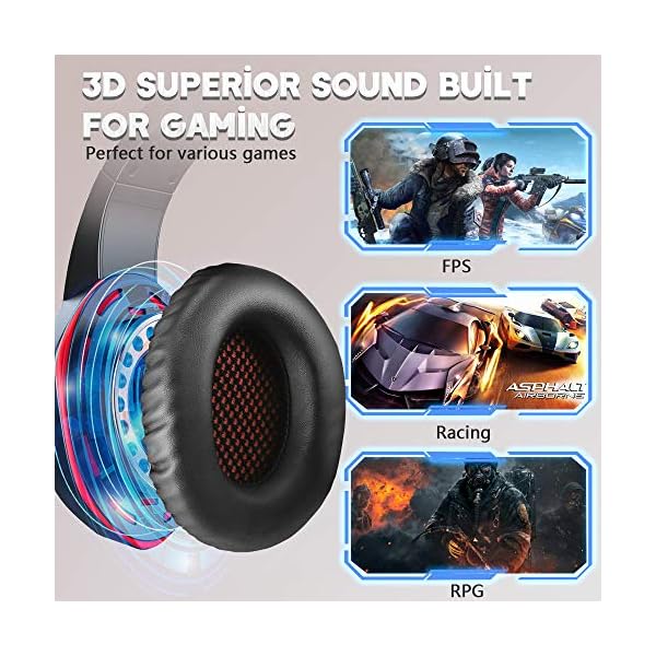 Gaming-Headset-for-PS4-PS5-Xbox-One-Stereo-Sound-Over-Ear-Headphones-with-Noise-Cancelling-Mic-Soft-Memory-Earmuff-PC-Gaming-Headphones-with-Colorful-LED-Light-35mm-Splitter-Cable-Included Gaming Headset for PS4 PS5 Xbox One, Stereo Sound Over Ear Headphones with Noise Cancelling Mic, Soft Memory Earmuff, PC…