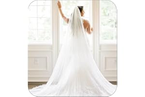 Yalice Simple Cathedral Bridal Wedding Veil 118‘’ Long 1 Tier/1T Veils for Brides Classic Cut Edge Soft Tulle Veil with Comb
