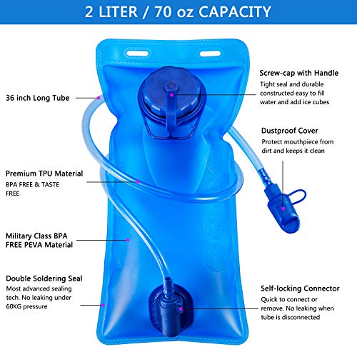 KUYOU Hydration Bladder, 2 Liter Water Bladder Leakproof Water