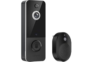 CutePanda Wireless Smart Video Doorbell Camera, with Chime Ringer, AI Human Detection, Home Security System, Cloud Storage, Live View, Night Vision, 2-Way Audio, 2.4G WiFi, Battery Powered